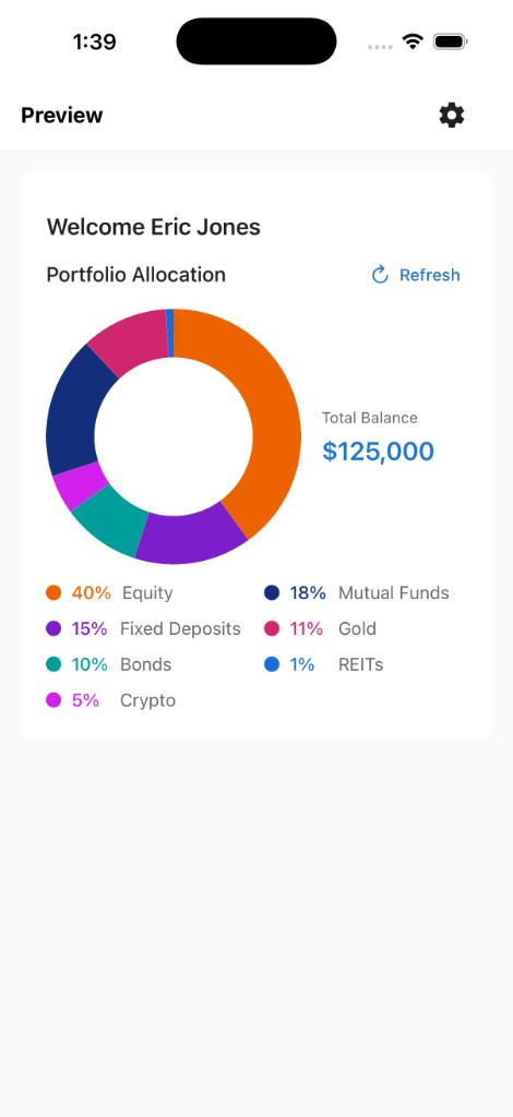Quick preview showing Portfolio Allocation widget with donut chart and legend