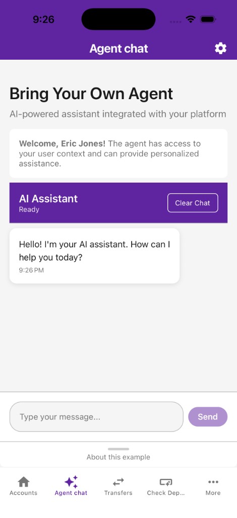 Agent chat with Purple Elegance branding