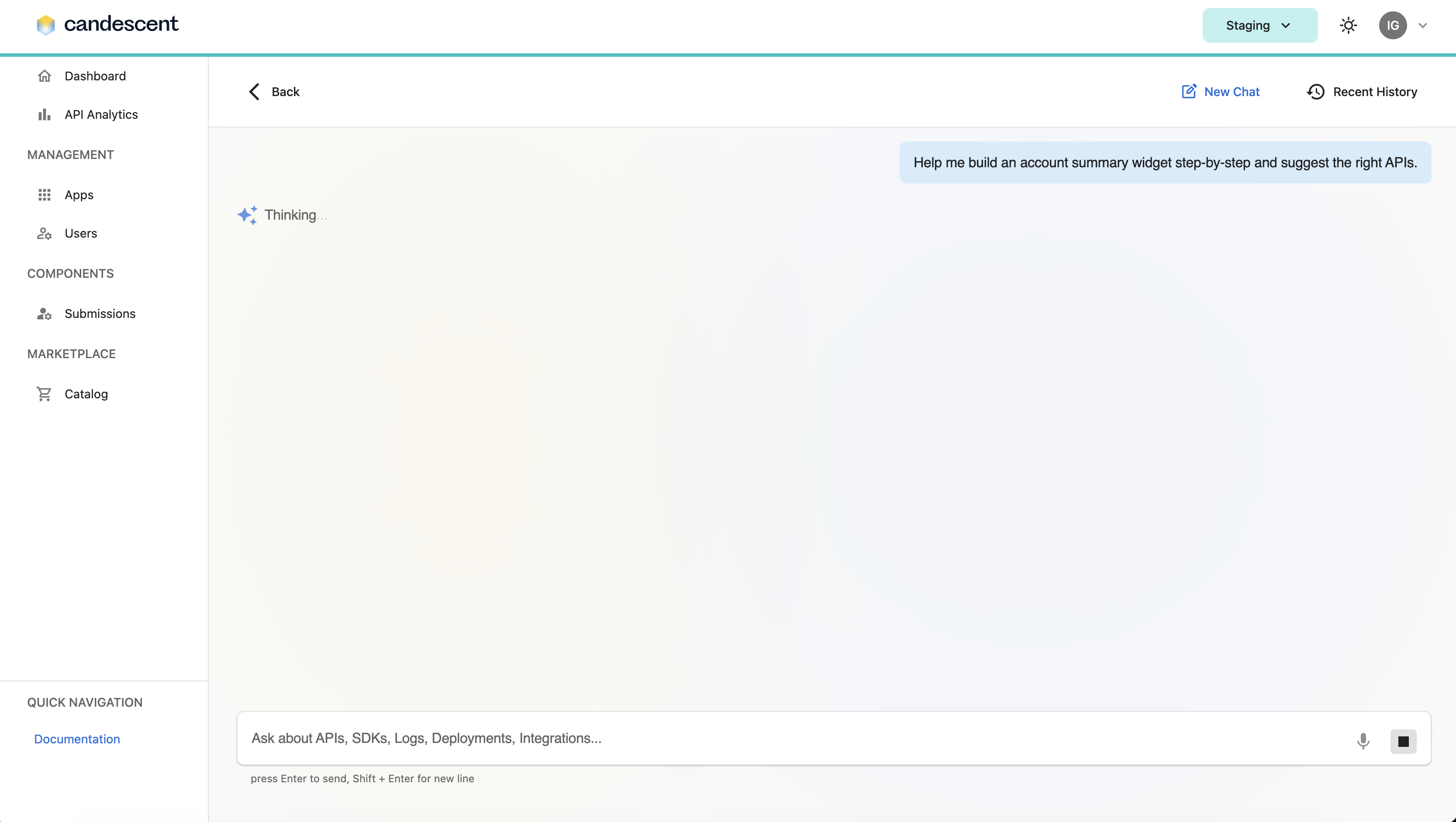 Loading state while the assistant prepares a reply