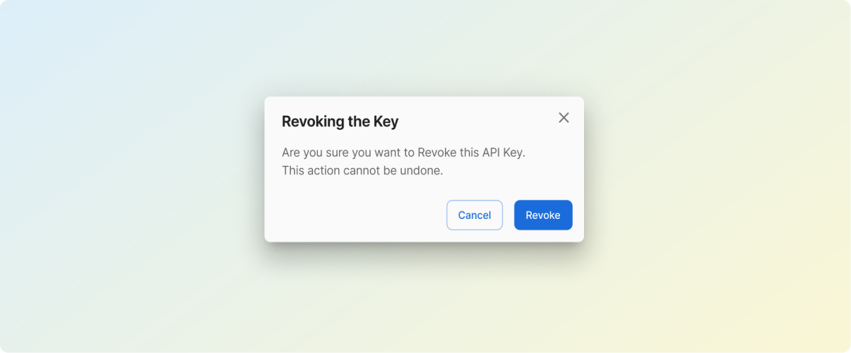 revoking the key dialog